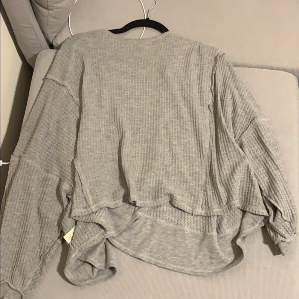 Free people Gray open back waffle sweater